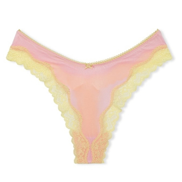 2pc-Tease Smooth Push Up Bra & High Leg Scoop Thong Panty ,(Dusty Pink /Yellow) - Picture 2 of 7